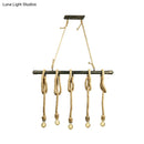 GobekUsa Adjustable Rope Exposed Island Light - Retro Industrial 5/6-Light - Beige/Light Yellow