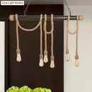 GobekUsa Adjustable Rope Exposed Island Light - Retro Industrial 5/6-Light - Beige/Light Yellow