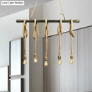 GobekUsa Adjustable Rope Exposed Island Light - Retro Industrial 5/6-Light - Beige/Light Yellow