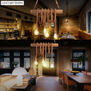 GobekUsa Adjustable Rope Island Light with Bulb in Beige - 3/4/6-Light Bamboo Pendant