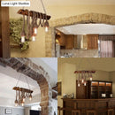 GobekUsa Adjustable Rope Island Light with Bulb in Beige - 3/4/6-Light Bamboo Pendant