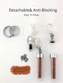 Adjustable shower head with chrome accents and filter beads bathroom by Decorbites