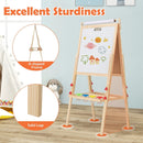 Adjustable Double-sided Easel with 4 Paint Cups-Natutral by LJGDeals