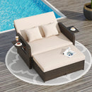 Premium Adjustable Outdoor Patio Daybed Set with Cushions and Storage Ottoman by LJGDeals