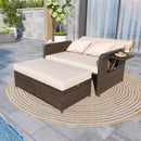 Premium Adjustable Outdoor Patio Daybed Set with Cushions and Storage Ottoman by LJGDeals