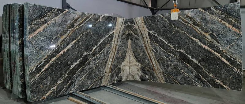 Adriatic Black Bookmatching Polished Marble Slab