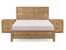3-Piece Bedroom Furniture Set, Solid Wood Albany Queen Size Bed Frame with Two 2-Drawer Nightstands, Walnut