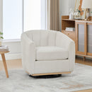 360 Degrees Swivel Upholstered Barrel Armchair For Living Room - Ivory by HouseOfZazla