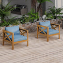 Patio Conversation Set, Outdoor Wood Conversation Seat (Set of 2)
