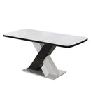 Rectangle Dining Table, Stretchable, Table Top With X Shape And Legs And Base - White / Black by HouseOfZazla