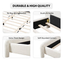 King Size Upholstered Platform Bed Frame with Curved Headboard