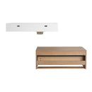 Modern Wall Mounted Bathroom Vanity With Resin Sink And Side Cabinet, Soft Close Drawer, Imitative - Imitative Oak by HouseOfZazla