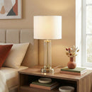 Luna - Table Lamp With On / Off Switch Clear Body Base - Clear / Silver / White by HouseOfZazla