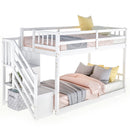 Twin Over Twin Floor Bunk Bed, Ladder With Storage by HouseOfZazla