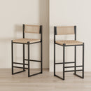 Kitchen Bar Stools with Footrest Set of 2 Paper Rope Weave Dining Chairs by HouseOfZazla