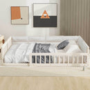 Wood Full Size Upholstered Platform Bed with Guardrail and Pillow by HouseOfZazla