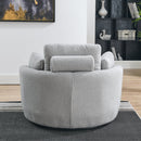 39" W Oversized Swivel Chair with moon storage ottoman for Living Room, Modern Accent Round Loveseat Circle Swivel Barrel Chairs for Bedroom Cuddle Sofa Chair Lounger Armchair, 4 Pillows, Teddy Fabric