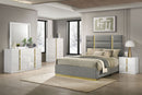 Ines 6-drawer Bedroom Dresser with Mirror White High Gloss