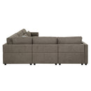 Rylie - Modular Wedge With 3 Pillows - Brown Linen