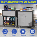 Sturdy Metal Tool Storage Cabinet With Wheels Durable Garage, Office & Home Organizer Steel by HouseOfZazla