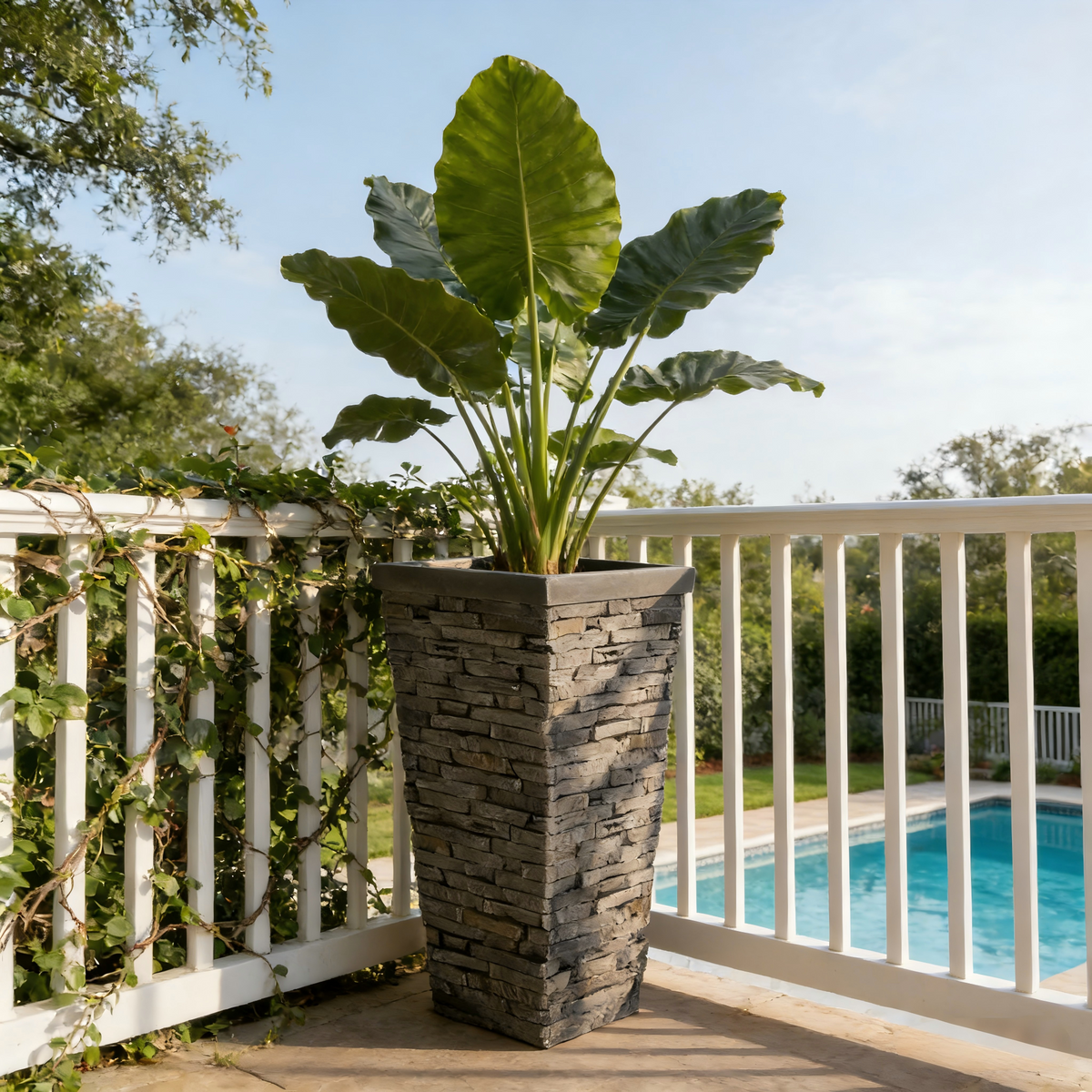 Tall Stone-Effect Square Planter, photo 4 of 10