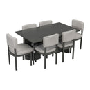 Dining Table Set With 6 Upholstered Chairs, Rectangular Table With Cutout Legs by HouseOfZazla