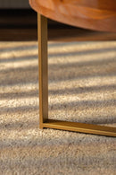 33.86"Modern Retro Splicing Round Coffee Table,Fir Wood Table Top with Gold Cross Legs Base