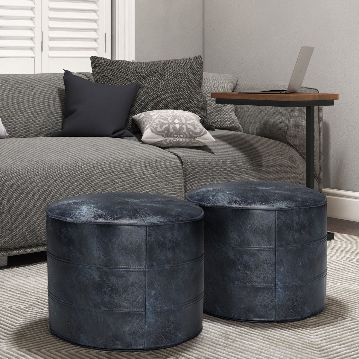 Connor - Handcrafted Round Pouf, photo 17 of 24