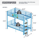 Bunk Bed, Convertible To 2 Separate Twin Size Beds With Full Length Guardrail & Ladder, No Box Spring Needed - Blue by HouseOfZazla