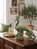 13.2x3.7x14" Ceramic Peacock Sculpture