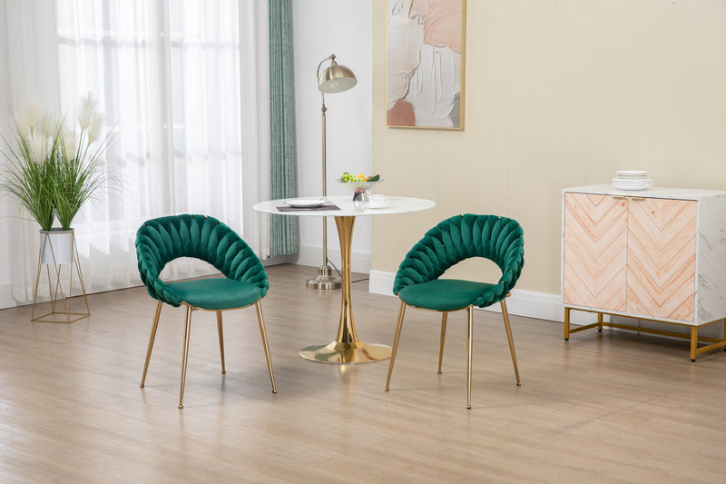 Accent Chairs Set of 2, Velvet Side Chairs with Gold Legs, Mid-Century Upholstered Dining Chairs for Living Room, Kitchen, Bedroom, Beauty Room