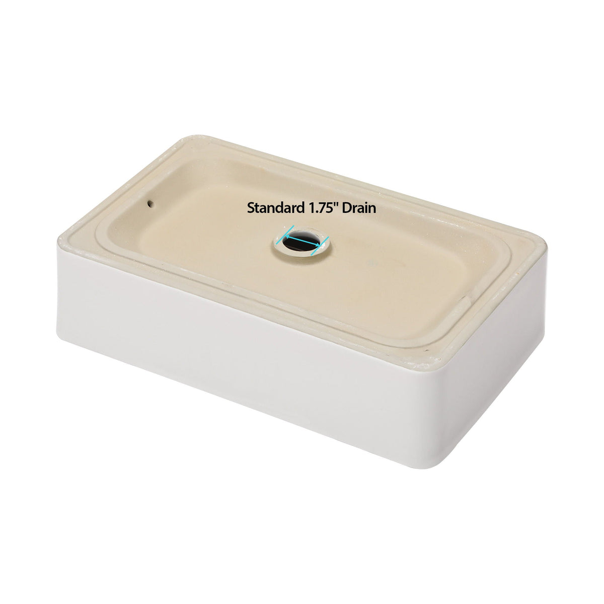Modern European Design 21" X 14" Ceramic Rectangular Vessel Bathroom Sink - White, photo 5 of 8