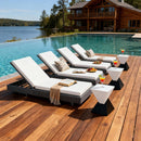 Dark Acacia Wood Chaise Lounge