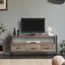 Reclaimed Wood Media TV Console Table With 3 Drarwer, Open Shelf - Antique Gray by HouseOfZazla