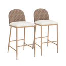 Farmhouse Barstools Set of 2, Upholstered Armless Iron Counter Stools