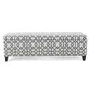 Quotient Upholstered Storage Ottoman With Tapered Block Feet - Gray / White by HouseOfZazla