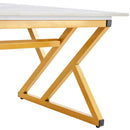 A modern minimalist style marble patterned coffee table with golden metal legs. Computer desk. Game table. Tea table. CT-XX