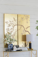 Cherry Blossom Wall Art Panels, Wall Decor For Living Room Dining Room Office Bedroom (Set of 2) - Gold by HouseOfZazla