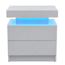 Modern LED Bedside Table Cabinet With Adjustable Lights And 2 Drawers - White