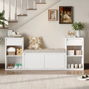 Entryway Storage Bench With Cushion, Drawers & Open Shelves by HouseOfZazla