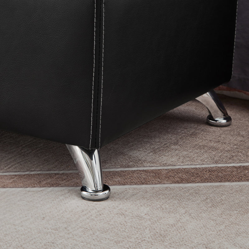 56.7" Bed Bench with Storage Black Leather