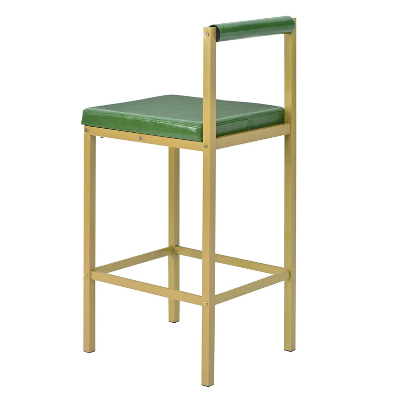 7-Piece Multi-Functional Modern Counter Height Dining Bar Table Set with Open Shelves and 6 Upholstered Stools for Dining Room, Bar and Cafe (White and Green)