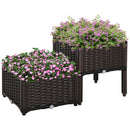 2 Piece Raised Garden Bed with Legs, Self-Watering Planter Box Raised Bed to Grow Flowers, Herbs & Vegetables, Gray