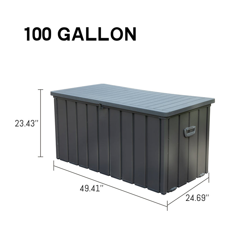 100 Gallon Outdoor Storage Deck Box - Waterproof, Dark Gray, photo 3 of 7