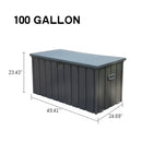100 Gallon Outdoor Storage Deck Box - Waterproof, Dark Gray