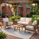 Outdoor 4-Piece Sofa Set, Acacia Wood Frame with Rope Detail, Water-Repellent by HouseOfZazla