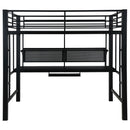 Ranier - Full Workstation Loft Bed, Full Length Desk, Safety Rails And Storage Shelves - Black by HouseOfZazla