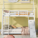 Twin Over Queen House Bunk Bed With Climbing Nets And Climbing Ramp by HouseOfZazla