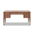 Dauphin Gold Accent 5-Drawer Wood Executive Desk Brown Ash Wood & Veneer