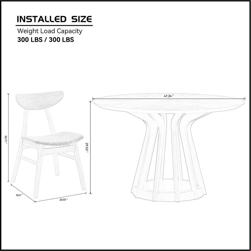 (1 Table+4 Chairs)Modern Dining Table Set of 5 pcs,Wooden Dining Table and Upholstered Chairs for Living Room,Round Kitchen Set with Sturdy Legs for Restaurant,Black